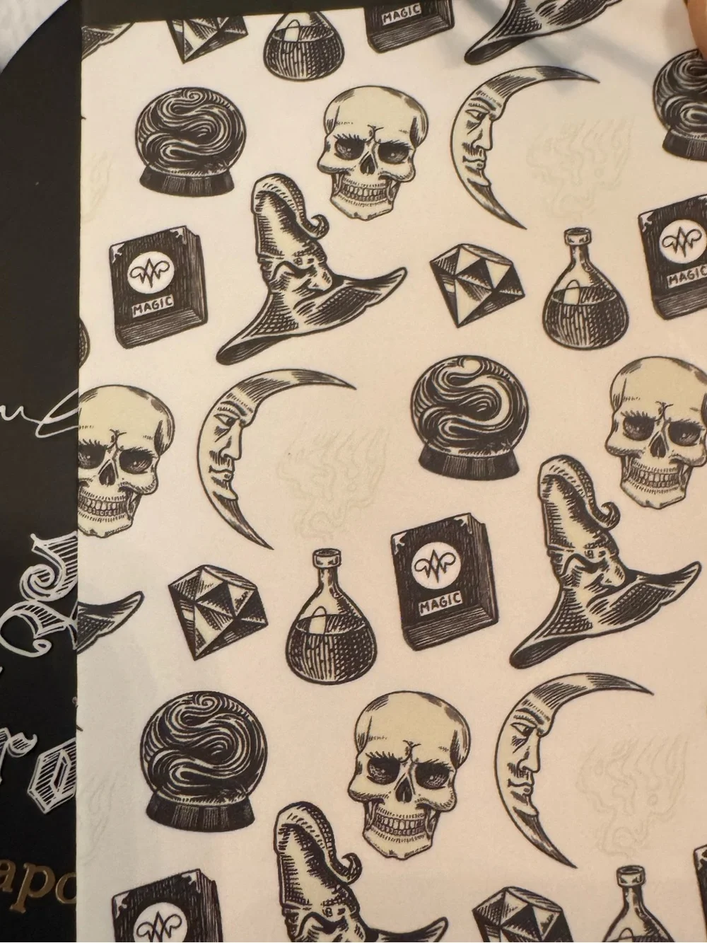Madam Troussou’s Apothecary Black & White Witchcraft Print Plush Throw Blanket
